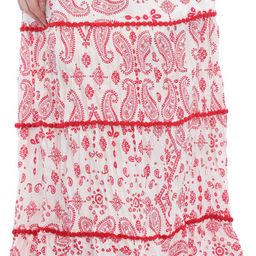 Exotic India Printed Pure Cotton Flared Maxi Skirt-image-94