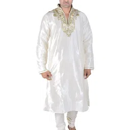 Exotic India Men Ethnic Motifs Embroidered Regular Zardozi Kurta with Churidar-picture-10