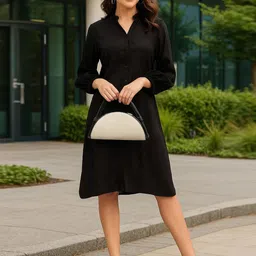 Moda Rapido Women Puff Sleeve Shirt Midi Dress-picture-36