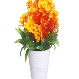 PROKART Orange & Green Orchid Artificial Flower With Pot-picture-25