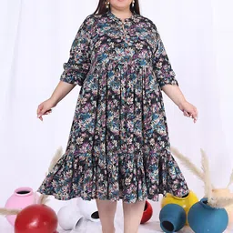 Swasti Ethnic Motifs Print plus size Fit & Flare Maxi Dress-picture-10