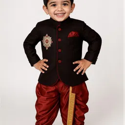 Covetus Kids-Boys Black Kurta Sets-57