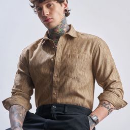 HIGHLANDER Relaxed Fit Textured Spread Collar Roll-Up Sleeves Cotton Shirt-image-40