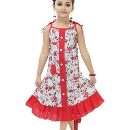 CHANDRIKA Girls Red Viscose Rayon Dresses-picture-21