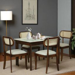 woodsworth from pepperfry Brookwood Sheesham Wood 4 Seater Dining set With Marble Top In Scratch Resistant Provincial Teak Finish-picture-19