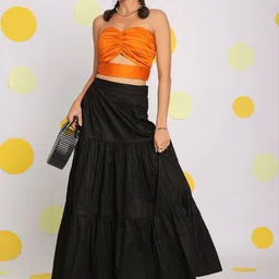 KAORI BY SHREYA AGARWAL Pure Cotton Tube Bralette Crop Top With Maxi Skirt Co-Ords-picture-2