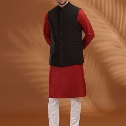 Greenfibre Mandarin Collar Regular Fit Nehru Jacket-picture-1
