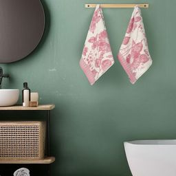 MYTRIDENT Painterly Patterns 2-Pcs Pink Printed 575 GSM Pure Cotton Hand Towels-image-43