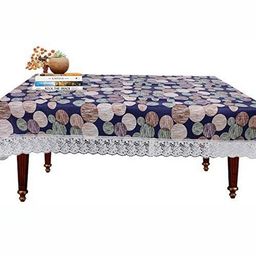 STYLZI Blue Geometric Printed Plastic 4-Seater Table Cover-3
