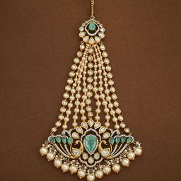 Kushal's Fashion Jewellery Women Gold-Plated Ethnic Kundan Hair Brooch-image-26