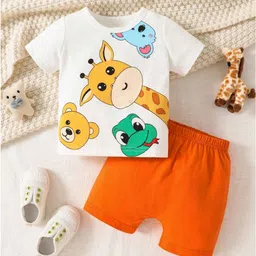 TITTOM Kids Printed Pure Cotton T-shirt With Shorts-21