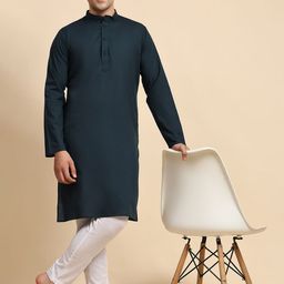 SKAVIJ Band Collar Pure Cotton Kurta With Trousers-image-19