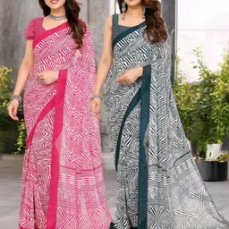 Moda Rapido Pack Of 2 Floral Pure Georgette Saree-image-39