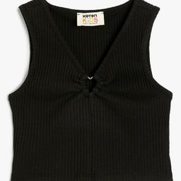 Koton Girls V-Neck Pockets T-shirt-image-70