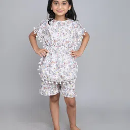 Little Clothings Girls Floral Printed Organic Cotton Night suit-picture-25