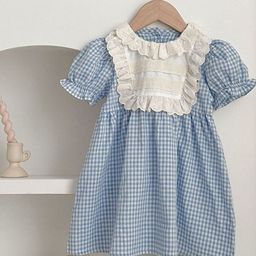 LULU & SKY Checked Puff Sleeve A-Line Dress-image-68