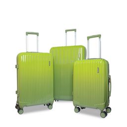 REDHORNS Set Of 3 Green Textured Hard-Sided Trolley Suitcases-50