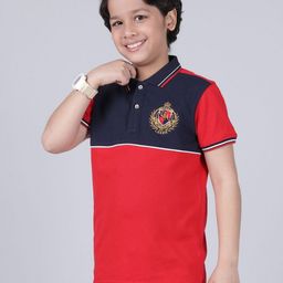 Cantabil Boys Colourblocked Polo Collar T-shirt-image-67