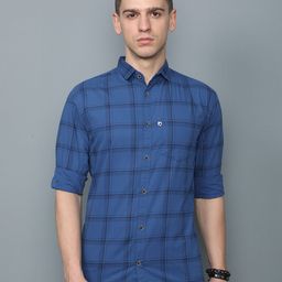 AIDAN PAUL Men Comfort Spread Collar Windowpane Checked Cotton Casual Shirt-image-29
