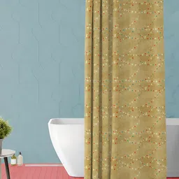 ArtzFolio Brown & Beige Printed Waterproof Shower Curtain-image-70