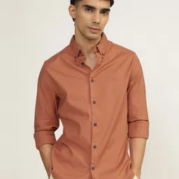 Andamen Men Premium Button-Down Collar Solid Cotton Slim Fit Casual Shirt-image-94