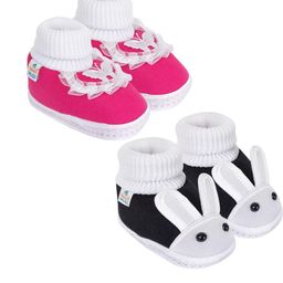 NESKA MODA 3 To 12 Months Infants Pack of 2 Pair Cute Soft Cotton Pre-Walker Booties-71