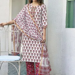 SANISA Women Printed Regular Kurta with Trousers & With Dupatta-3