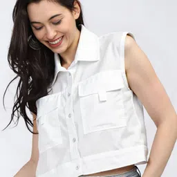 MAYKR Shirt Coller Cotton Crop Top-picture-53