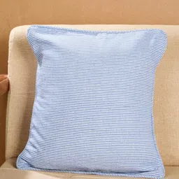 Fabindia Standalone Blue And White Striped Square Cotton Cushion Covers-image-5