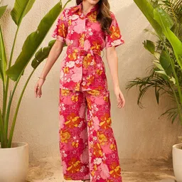 IMANA Printed Collared neck Shirt With Trousers Co-Ords-image-18