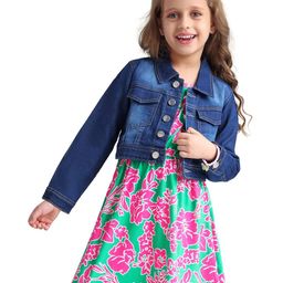 Hola Bonita Floral Print Denim Fit & Flare Dress-image-95