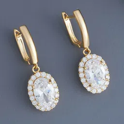 Kushal's Fashion Jewellery Gold-Plated Zircon Stone Studded Circular Hoop Earrings-image-47
