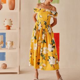 Sage by Mala Women Floral Print Fit & Flare Midi Riviera Dress-image-84