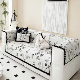 House of Quirk Fur Ball Chenille Non Slip Washable Sofa Cover Four Seater-image-47