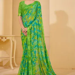 DURGA EMPORIO Abstract Printed Pure Chiffon Saree-12