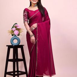 K 5 Fashion Embroidered Pure Chiffon Saree-picture-29