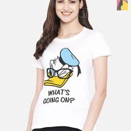 Tromko Women Pack of 2 Donald Duck Graphic Printed Round Neck Cotton Regular Fit T-shirts-image-30
