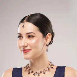 VATSALYA creation Rose Gold-Plated Artificial Stone Studded Jewellery Set-image-75