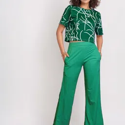 DressBerry Printed Round Neck Crop Top & Trousers Co-ords-picture-2