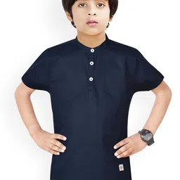 MADE IN THE SHADE Boys Band Collar Pure Cotton Short Kurta-picture-42