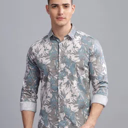 THREE DAYS Comfort Floral Printed Spread Collar Cotton Shirt-image-75