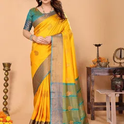 SILKWEAR Ethnic Motifs Zari Banarasi Saree-picture-22