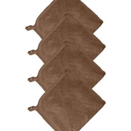 HOUSSE Brown 4 Pieces Microfiber 350 GSM Ultra Absorbent Quick Dry Face Towels-51