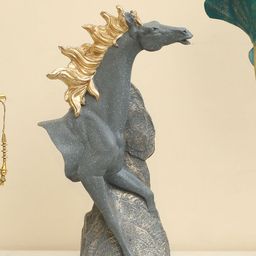 vedas S-Nexo Grey & Gold-Toned Horse Showpiece-image-68