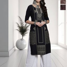 HERE&NOW Selection Of 3 Floral Printed Round Neck Straight Kurtas-image-56