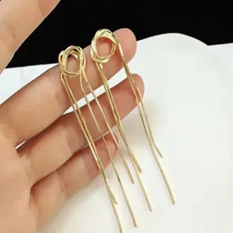 TEULRIP Gold Plating Contemporary Tasselled Drop Earrings-image-83