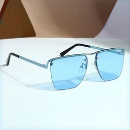 SUNGLASSIC Unisex Blue Lens & Blue Square Sunglasses with-48
