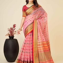 VARNI FABRICS Floral Silk Blend Designer Ikat Saree-image-79