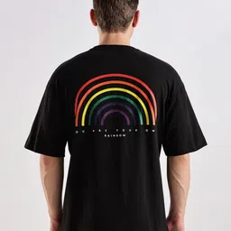 Mast & Harbour Black & Red Graphic Printed Pure Cotton T-shirt-image-83