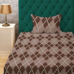 HOSTA HOMES Beige & Brown Abstract Printed 280 TC Single Bedsheet Set-1.52 m x 2.28 m image 2